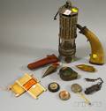Wolf Safety Lamp Co Lantern and a Group of Surveyors Equipment