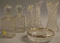 Five Colorless Cut Glass Decorative Items