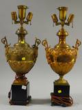 Pair of Empirestyle Brass Urnform Table Lamps