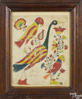 Pennsylvania watercolor and ink drawing of birds dated