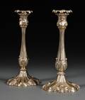 Pair of English Weighted and Goldwashed Silver Candlesticks