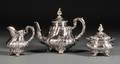 Threepiece German Rococostyle 800 Silver Tea Set
