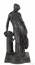 Patinated bronze classical figure with a lyre late 19th c