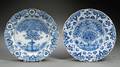 Two Dutch Delft Blue and White Chargers