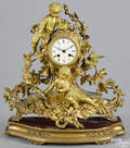 French gilt bronze figural mantel clock late 19th c