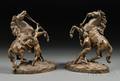 After Nicolas Coustou French 16581733 Pair of Bronze Marley Horses