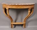 Neoclassicalstyle Blonde Mahogany and Marbletop Console Table