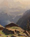 Albert H Gos Swiss 18521942 An Alpine Cabin