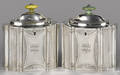 Pair of English bright cut silver tea caddies 17961797