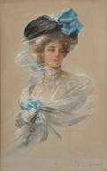 Philip Boileau American 18641917 Elegant Young Woman in a Veiled Hat