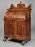 American Victorian Renaissance Revival Walnut Cabinet Secretary