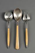 Three Sterling Silver and Ivoryhandled Serving Pieces