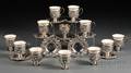 Twelve Black Starr  Frost Sterling Silver Cup Holders and Saucers
