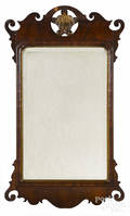 George II walnut veneer looking glass