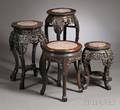 Four Carved Hardwood Export Stands
