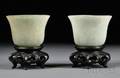 Pair of Jade Cups with Wood Stand
