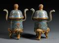Two Cloisonne Tripod Censors