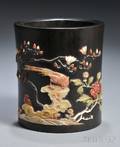 Inlaid Wood Brush Pot