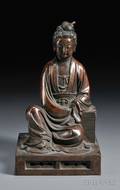 Silverinlaid Bronze Figure of Guanyin