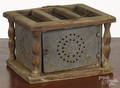 Punched tin and pine foot warmer