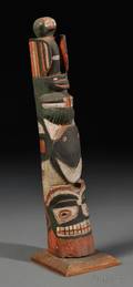 Northwest Coast Polychrome Carved Wood Totem Pole