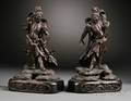 Pair of Wood Nio Guardian Figures