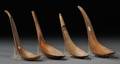 Four Carved Sheep Horn Spoons
