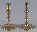 Pair of Queen Anne brass candlesticks