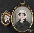 American watercolor on ivory miniature portrait of a woman