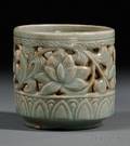 Celadon Reticulated Brush Pot
