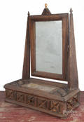Tramp art carved shaving mirror