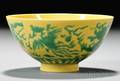 Yellow Green Dragon Phoenix Bowl