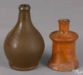 Two redware bottles 19th c