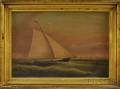 19th Century American School Oil on Canvas Portrait of a Schooner Under Sail
