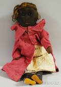 Folk Art Black Cloth Doll