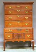 Queen Anne Carved Cherry Flattop Highboy