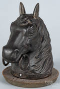 Cast iron horse head hitching post finial