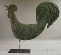 Large Patinated Molded Copper and Glasseyed Rooster Weather Vane