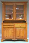 Country Glazed Pine and Cherry Stepback Cupboard