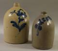 Two Cobalt Floraldecorated Stoneware Jugs