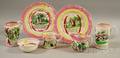 Seven Pieces of Crown Devon Pink Lustre and Transferdecorated Sailors Farewell Pattern Pottery Tableware