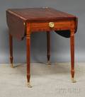 Federal Mahogany and Mahogany Veneer Dropleaf Table with End Drawer