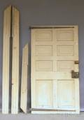 Architectural Painted Paneled Wood Door with Wrought Iron Hinges and Lock Box
