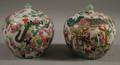 Pair of Chinese Export Porcelain Covered Jars