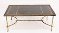 Black Lacquered Coffee Table wGilt Bamboo Motif