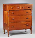 Late Federal Cherry and Tiger Maple Bureau