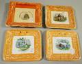 Four Sunderland Orange Lustre Transferdecorated Pottery Plaques