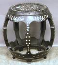 Chinese Export Motherofpearl Inlaid Black Lacquer Barrelshape Garden Seat