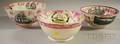 Three Large Sunderland Pink Lustre Transferdecorated Pottery Bowls