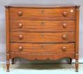 Late Federal Mahogany and Mahogany Veneer Bowfront Bureau